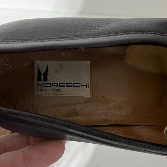 Moreschi Men's 10 Leather Driving Shoe Penny Loafer Dark Brown Made in Italy - Picture 8 of 9